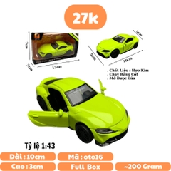 Mô Hình xe Toyota Supra xanh nõn chuối tỉ lệ 1:43 Hợp kim có thể mở cửa - bánh sau chạy cót - Dài 10cm - cao 3cm - nặng 200gram - Figure Oto - FULL BOX - SKU : oto16 - K63-T2-S5