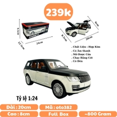 Mô Hình xe range rover trắng đen tỉ lệ 1:24 Hợp kim có thể mở cửa - bánh sau chạy cót - Dài 20cm - cao 8cm - nặng 800gram - Figure Oto - FULL BOX : box màu - SKU : oto382 n3-k12-t5-s3