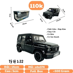 Mô Hình xe g63 đen tỉ lệ 1:32 Hợp kim có thể mở cửa - bánh sau chạy cót - Dài 14cm - rộng 6cm - cao 5cm - nặng : 500gram - FULL BOX : box màu SKU : oto374 n3-k2-t3-s2