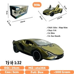 Mô Hình xe Lambor rêu thẫm sian tỉ lệ 1:32 Hợp kim có thể mở cửa - bánh sau chạy cót - Dài 14cm - rộng 6cm - cao 5cm - nặng : 500gram - FULL BOX : box màu SKU : oto366 n3-k2-t3-s4