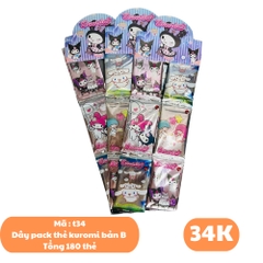 Dây pack thẻ kuromi bản B - 1 túi có 3 dây - 1 dây có 12 pack - 1 pack có 5 thẻ N3-K19-T2-S1