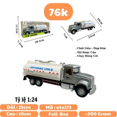 Mô Hình xe chở nước tỉ lệ 1:24 Hợp kim có thể mở cửa - bánh sau chạy cót - Dài 25cm - rộng 7cm - cao 10cm - nặng : 500gram - FULL BOX : box màu SKU : oto273