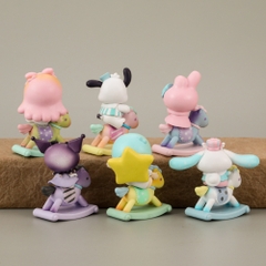 Mô hình kuromi bộ 6 kuromi cưỡi ngựa blind box - cao 9.5cm - Nặng 500gram - Bọc Túi - Hộp Màu - N3-K44-T2-S1
