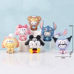 Mô hình kuromi bộ 6 kuromi cosplay blind box - cao 9.5cm - Nặng 500gram - Bọc Túi - Hộp Màu n3-k37-t1-s3