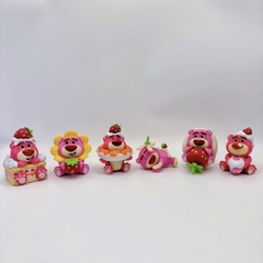 Mô Hình bộ 6 gấu dâu siêu cute Cao 5.5 - 7.9cm - nặng 300gram , Figure gấu dâu - No box