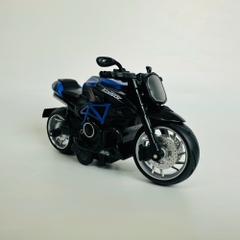 Mô Hình xe Motor Kaiser đen xanh tỉ lệ 1:12 Hợp kim có thể mở cửa - bánh sau chạy cót - Dài 14.5cm - cao 7cm - nặng 500gram - Figure Oto - FULL BOX : box màu - SKU : oto411 -  n3-k5-t2-s3