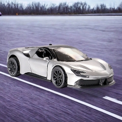 Mô Hình Xe Ferrari SF90 màu xám tỉ lệ 1:43 Hợp kim có thể mở cửa - bánh sau chạy cót - Dài 10.5cm- rộng 4.5cm - cao 2.6cm - FULL BOX : box màu SKU : oto552r - (VAT: 003-01-35) - K54-T2-S1