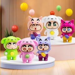 Móc Khoá mô hình shin đầu gấu màu hồng lì - cao : 9cm - figure shin - Hộp Màu n5
