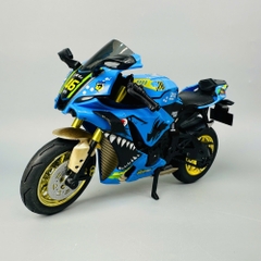 Mô Hình xe máy Yamaha cá mập xanh dương 1:10 Hợp kim - Có tiếng - đèn pha sáng - Dài 20.5cm - rộng 7.5cm - cao 12.5cm - nặng ~ 500gram - FULL BOX : box màu SKU : oto457 - K65-T5-S6