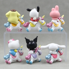 Mô hình kuromi Bộ 6 Melody Gemini Pudding Dog cưỡi ngựa Bản C - cao 5-7cm - Nặng 50gram - no box - N3-K36-T2-S3