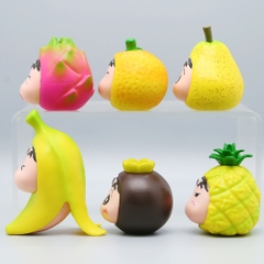 Mô Hình bộ 6 Shin cosplay hoa quả - Cao 4.4-8cm - nặng 300gram - Figure Cậu Bé Bút Chì - bọc túi OPP - Hộp Màu - Hm39 -  n3-k32-t2-s2