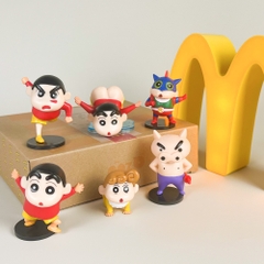 Mô Hình bộ 6 Shin bút chì cosplay - Cao 4.5-6.5cm - nặng 300gram - Figure Cậu Bé Bút Chì - bọc túi OPP - hộp màu n3-k33-t3-s2