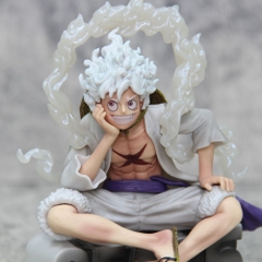 Hàng Cao Cấp -  Mô Hình OnePiece Luffy gear 5 áo trắng ngồi cười tay chống cằm có đế siêu đẹp Cao 15cm - Nặng 500gram , Figure OnePiece - Full Box