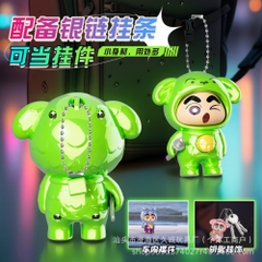 Móc Khoá mô hình shin đầu gấu màu xanh lá cây - cao : 9cm - figure shin - Hộp Màu n5