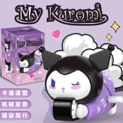 mô hình kuromi nằm bò chạy cót áo tím - cao : 5.5cm dài 10cm - figure shin - hộp màu - N5