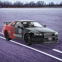 Mô Hình Xe Nissan GT-R R34 phiên bản racing full open 1:24 Hợp kim có thể mở cửa - bánh sau chạy cót - Dài 21.1cm - rộng 7.9cm - cao 6.2cm - FULL BOX : box màu SKU : oto553 - ( Vat : 003-01-180 ) - K74-T5-S1