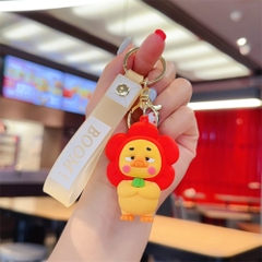 móc khóa vịt cosplay hoa đỏ - dây dài 11cm mô hình cao 6cm - nặng : 50gram - no box N3-T3