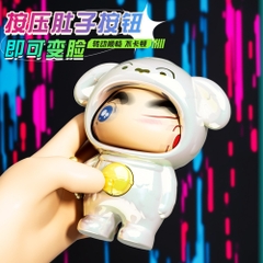 Móc Khoá mô hình shin đầu gấu màu trắng bóng - cao : 9cm - figure shin - Hộp Màu n5