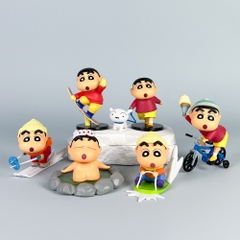 Hàng Cao Cấp - Mô Hình bộ 6 Shin bút chì trượt ván đạp xe - Cao 5.5-8.5cm - nặng 320gram - Figure Cậu Bé Bút Chì - bọc túi OPP - Hộp Màu - HM124 - N3-K44-T2-S2