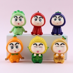 Mô Hình bộ 6 Shin bút chì cosplay rau củ - Cao 6cm - nặng 300gram - Figure Cậu Bé Bút Chì - bọc túi OPP - Hộp Màu - HM117 n3-k33-t2-s2