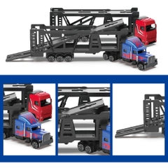 Mô Hình container chở xe hỗn hợp hợp kim , tỉ lệ 1:64 - Dài 29.5cm - rộng 4cm - cao 5cm- SKU : oto-QZ634-B - ( Vat : 003-01-50 ) K88-T1-S3