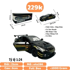 Mô Hình Nissan xe đua đen tỉ lệ 1:24 Hợp kim có thể mở cửa - bánh sau chạy cót - Dài 20.5cm - rộng 9cm - cao 6cm - nặng : 1000gram - FULL BOX : box màu SKU : oto286 N3-K12-T2-S4