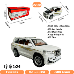 Mô Hình xe Landcruiser prado trắng tỉ lệ 1:24 Hợp kim có thể mở cửa - bánh sau chạy cót - Dài 21cm - cao 8cm - nặng 1000gram - Figure Oto - FULL BOX : box màu - SKU : oto397 N3-K1-T1-S4