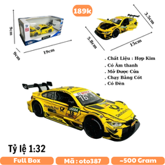 Mô Hình xe BMW đua vàng tỉ lệ 1:32 Hợp kim có thể mở cửa - bánh sau chạy cót - Dài 15cm - cao 3.5cm - nặng 500gram - Figure Oto - FULL BOX : box màu - SKU : oto387 - n3-k6-t1-s3