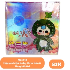 hộp pack thẻ baby three a - 1 Hộp = 32PACK - Mỗi pack có 5 thẻ- Cao 13cm - rộng 14cm n3-k20-t5-s3