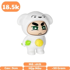 Móc Khoá mô hình shin đầu gấu màu trắng lì - cao : 9cm - figure shin - Hộp Màu n5