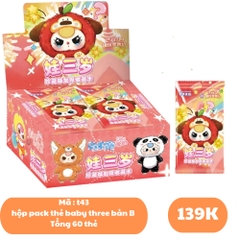 hộp pack thẻ baby three b - 1 Hộp = 30PACK - Mỗi pack có 2 thẻ- Cao 13cm - rộng 14cm n3-k20-t5-s4