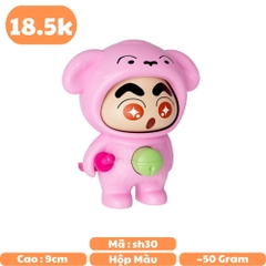 Móc Khoá mô hình shin đầu gấu màu hồng lì - cao : 9cm - figure shin - Hộp Màu n5