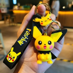 móc khóa pikachu viền tai đen dáng đứng - dây dài 12cm mô hình cao 7.5cm - nặng : 50gram - no box