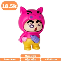 Móc Khoá mô hình shin đầu lợn màu hồng lì - cao : 9cm - figure shin - Hộp Màu N5