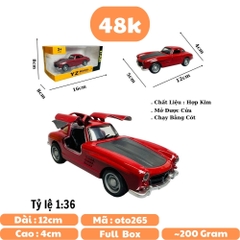 Mô Hình xe mẹc cổ đỏ lé đen - tỉ lệ 1:36 Hợp kim có thể mở cửa - bánh sau chạy cót - Dài 12cm - rộng 5cm - cao 4cm - nặng : 200gram - FULL BOX : box màu - SKU : oto265 n3-k11-t1-s1