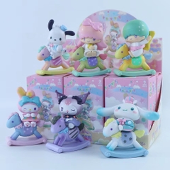Mô hình kuromi bộ 6 kuromi cưỡi ngựa blind box - cao 9.5cm - Nặng 500gram - Bọc Túi - Hộp Màu - N3-K44-T2-S1