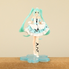 Mô Hình Hatsune Miku váy xanh cầm váy - Cao 20cm - nặng 300gram - Figure Miku - Bọc Túi - Box màu  - K21-T2-S4