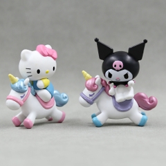 Mô hình kuromi Bộ 6 Melody Gemini Pudding Dog cưỡi ngựa Bản C - cao 5-7cm - Nặng 50gram - no box - N3-K36-T2-S3