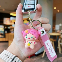 móc khóa búp bê hồng - dây dài 11cm mô hình cao 5.5cm - nặng : 50gram - boc túi - no box