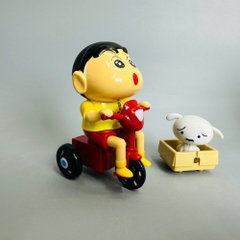 mô hình shin đèo cún áo vàng dây cót - cao : 10.5cm - figure shin - hộp màu