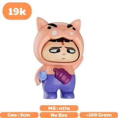 Móc Khoá mô hình Natra hiệp sĩ lợn nâu lì - cao : 9cm - figure shin - No Box