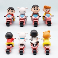 Mô Hình bộ 4 shin đi xe máy - Cao 9cm - Dài 12cm - nặng 400gram - Figure Cậu Bé Bút Chì - Hộp Màu - K33-T2-S12
