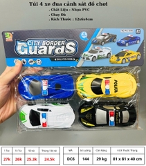 Đồ Chơi Trẻ Em bộ 4 xe đua cảnh sát - Dài 12cm - 1 Túi Có 4 Xe  - nặng 180gram - Bọc Túi - SKU : DC6