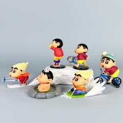 Hàng Cao Cấp - Mô Hình bộ 6 Shin bút chì trượt ván đạp xe - Cao 5.5-8.5cm - nặng 320gram - Figure Cậu Bé Bút Chì - bọc túi OPP - Hộp Màu - HM124 - N3-K44-T2-S2