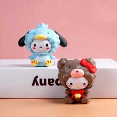 Mô hình kuromi Bộ 6 Melody Gemini Pudding Dog Cinnamon Dog Kuromi - cao 6 - 8.5cm - Nặng 100gram - Hộp Màu - N3-K37-T1-S2