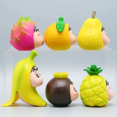 Mô Hình bộ 6 Shin cosplay hoa quả - Cao 4.4-8cm - nặng 300gram - Figure Cậu Bé Bút Chì - bọc túi OPP - Hộp Màu - Hm39 -  n3-k32-t2-s2