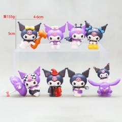 Mô hình kuromi Bộ 8 Melody Gemini Pudding Dog Cinnamon Dog Kuromi Bản A - cao 6cm - Nặng 200gram - No Box - N3-K36-T3-S3