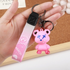 Móc khóa gấu Bearbrick màu hồng dây đen - Dây móc dài : 11cm - mô hình gấu Bearbrick Cao : 5.5cm - Nặng 50gram - No Box : Bọc túi OPP N3-K17-T3-S1