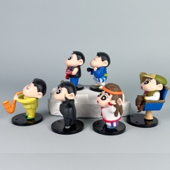 Mô Hình Bộ 6 nhân vật shin bút chì - Cao 6 - 7.5cm - nặng 300gram - Figure Cậu Bé Bút Chì - bọc túi OPP - Hộp Màu - Hm21 - N3-K60-T3-S3