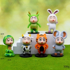 Mô Hình bộ 6 Shin bút chì cosplay động vật - Cao 8-10cm - nặng 300gram - Figure Cậu Bé Bút Chì - bọc túi OPP - Hộp Màu - HM116 - N3-K60-T2-S1